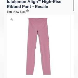 lululemon Align™ High-Rise Ribbed Pant - Velvet Dust (mauve pink)